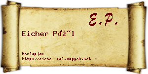 Eicher Pál névjegykártya